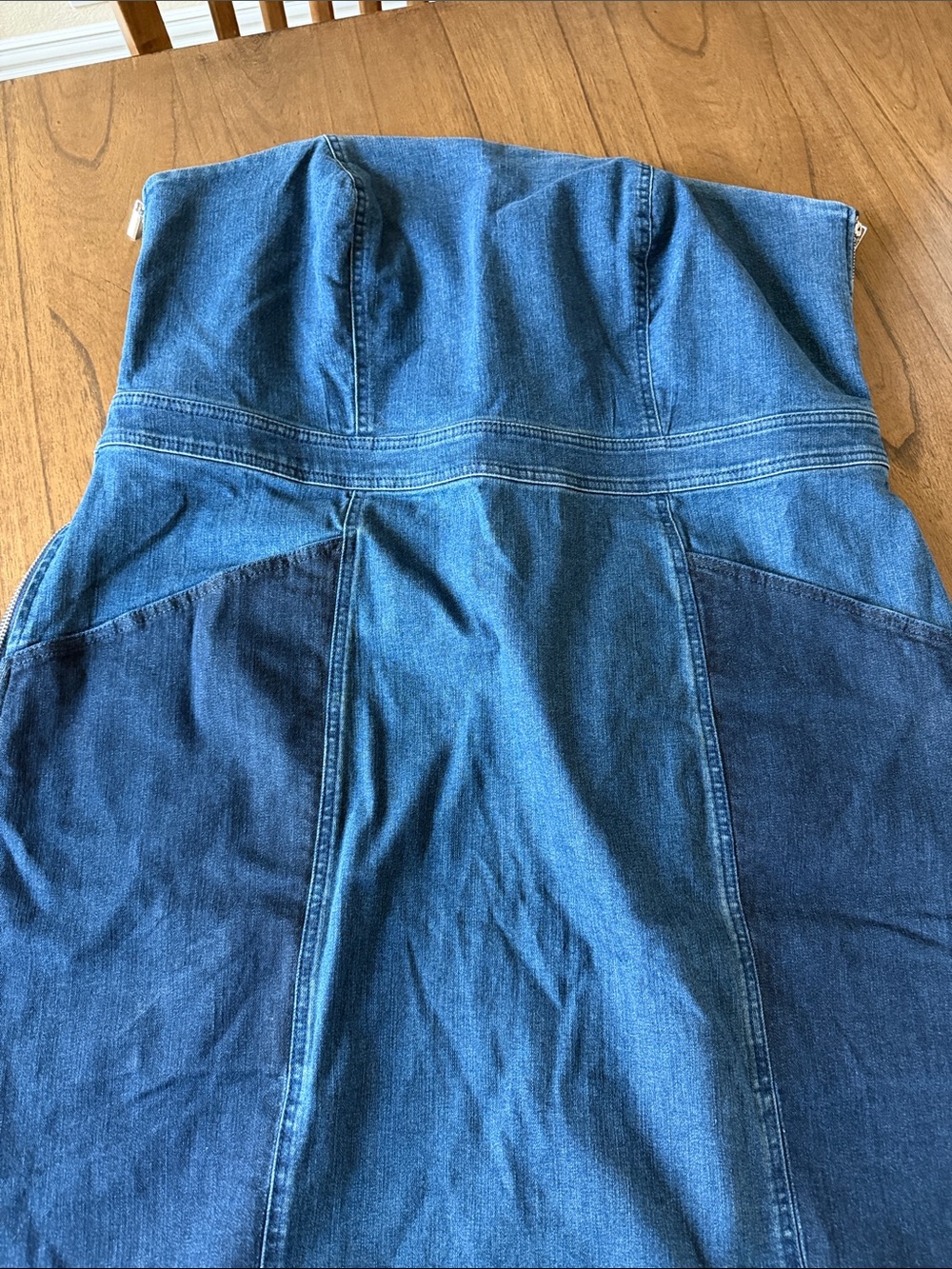 Eloquii Strapless Tube Denim DressTwo-Tone Denim SZ 18 Zipper Sides - Picture 5 of 15